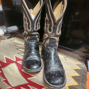 Rod Patrick Full Ostrich Black Cowboy Boots (ladies) sz 7